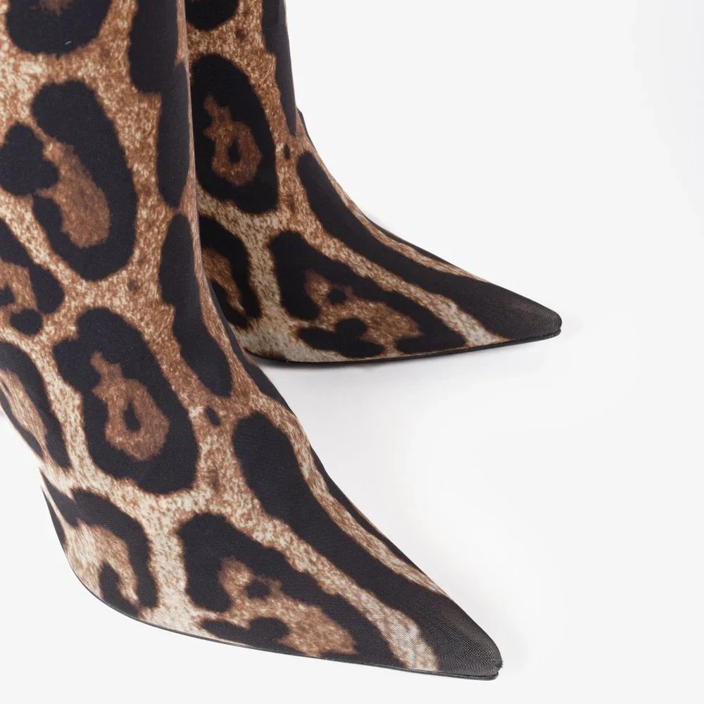 Dolce and Gabbana KIM Leopard Print Thigh-High Boots - Picture 6 of 12